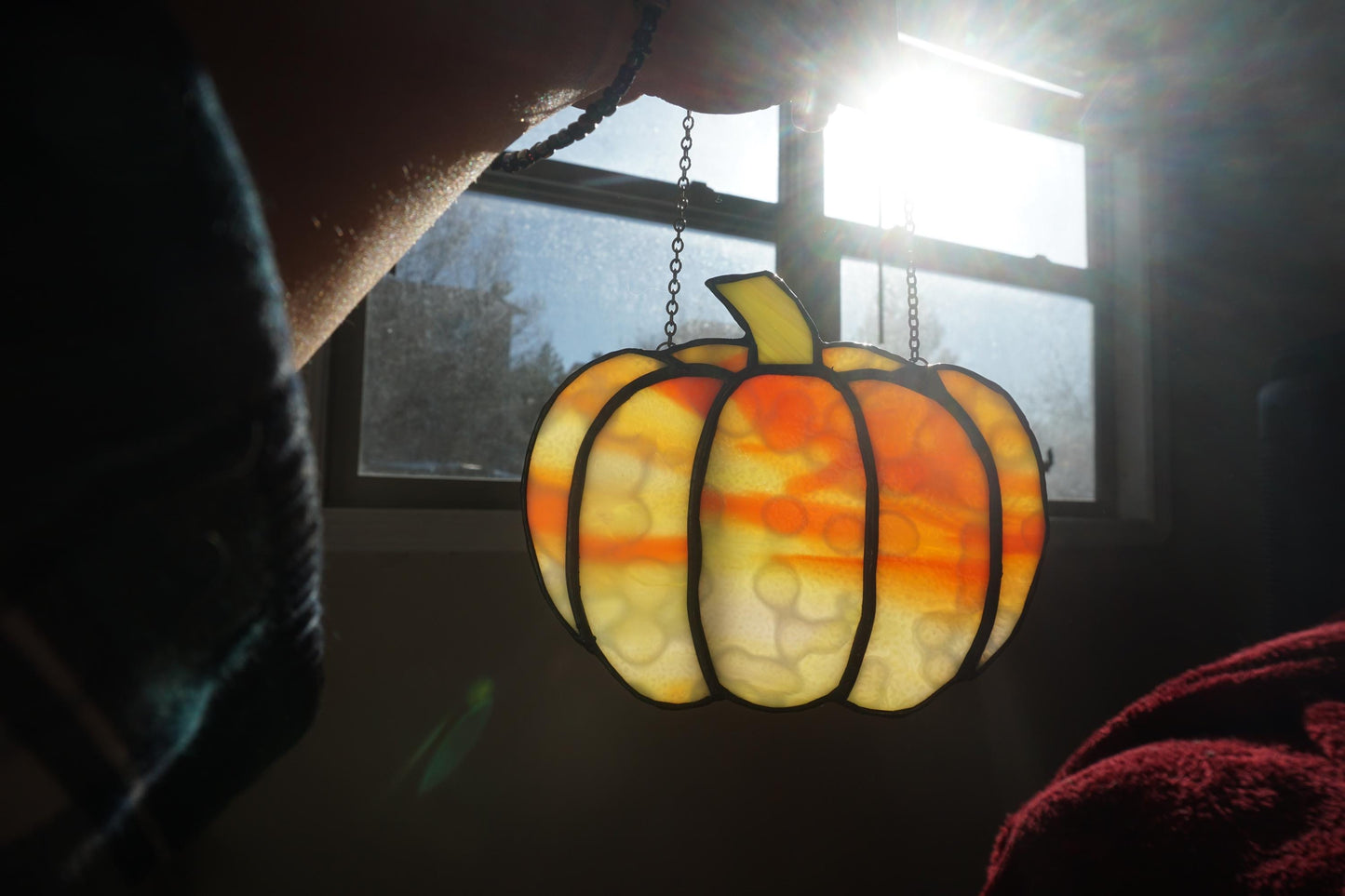 Stained Glass Autumn Pumpkin Sun Catcher
