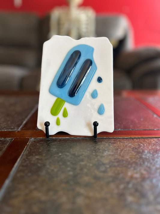 Melting Popsicle Fused Glass Portrait
