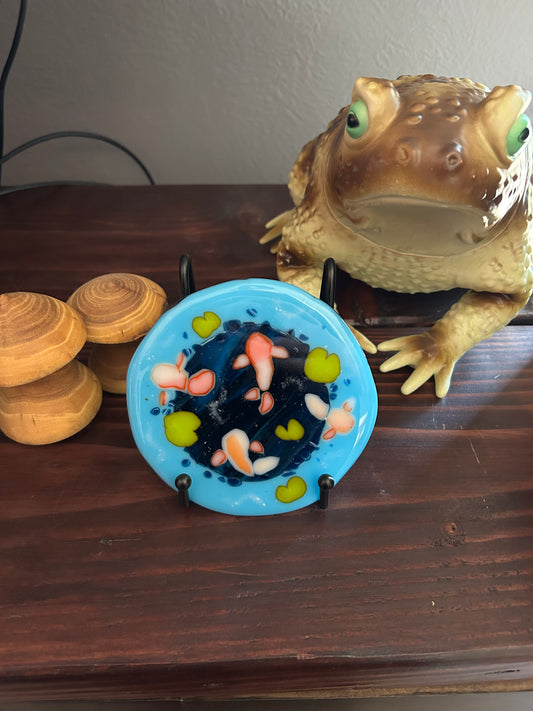 Fused Glass Koi Fish Pond Portrait