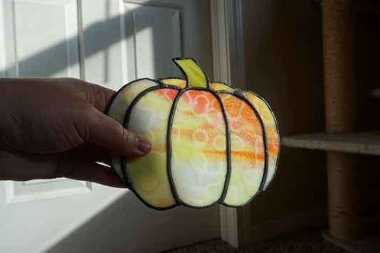 Stained Glass Autumn Pumpkin Sun Catcher