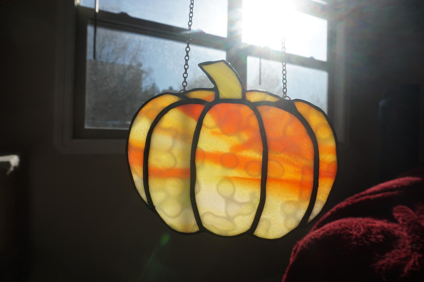 Stained Glass Autumn Pumpkin Sun Catcher