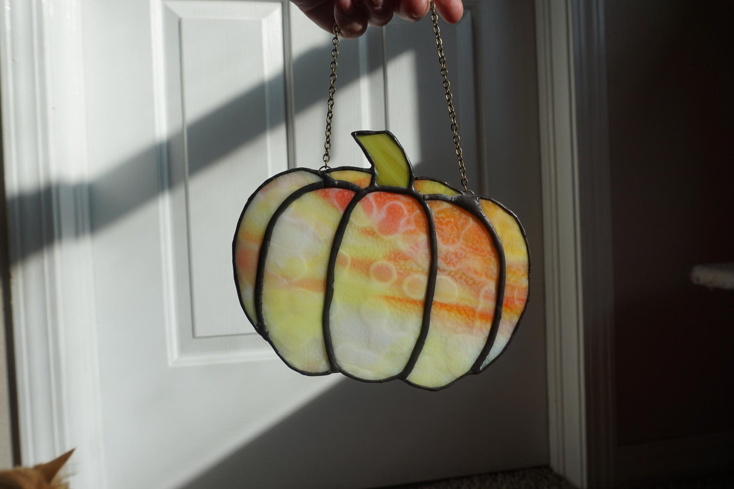 Stained Glass Autumn Pumpkin Sun Catcher