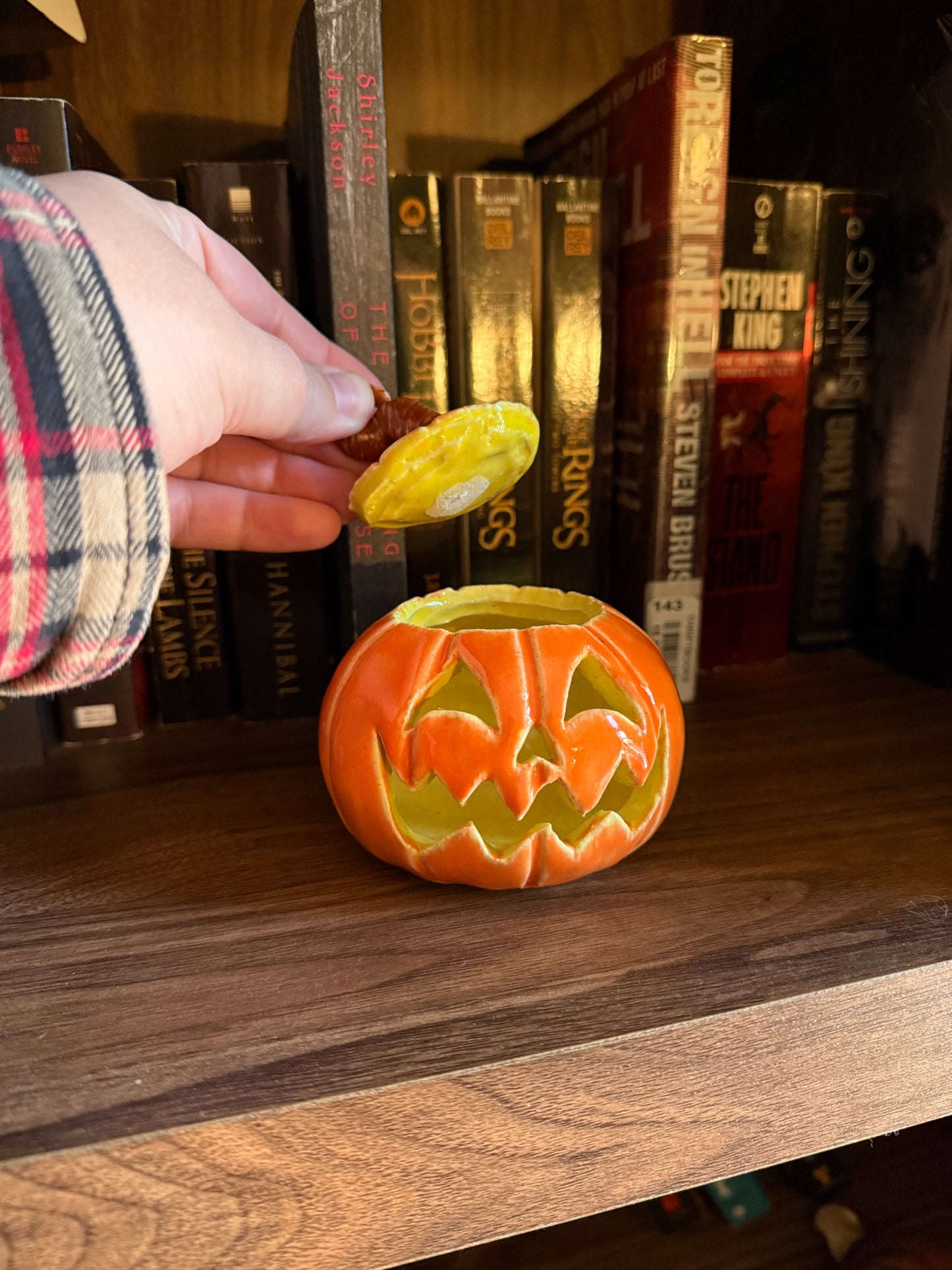 Ceramic Pumpkin Jack-o-lantern Tea Light Holder