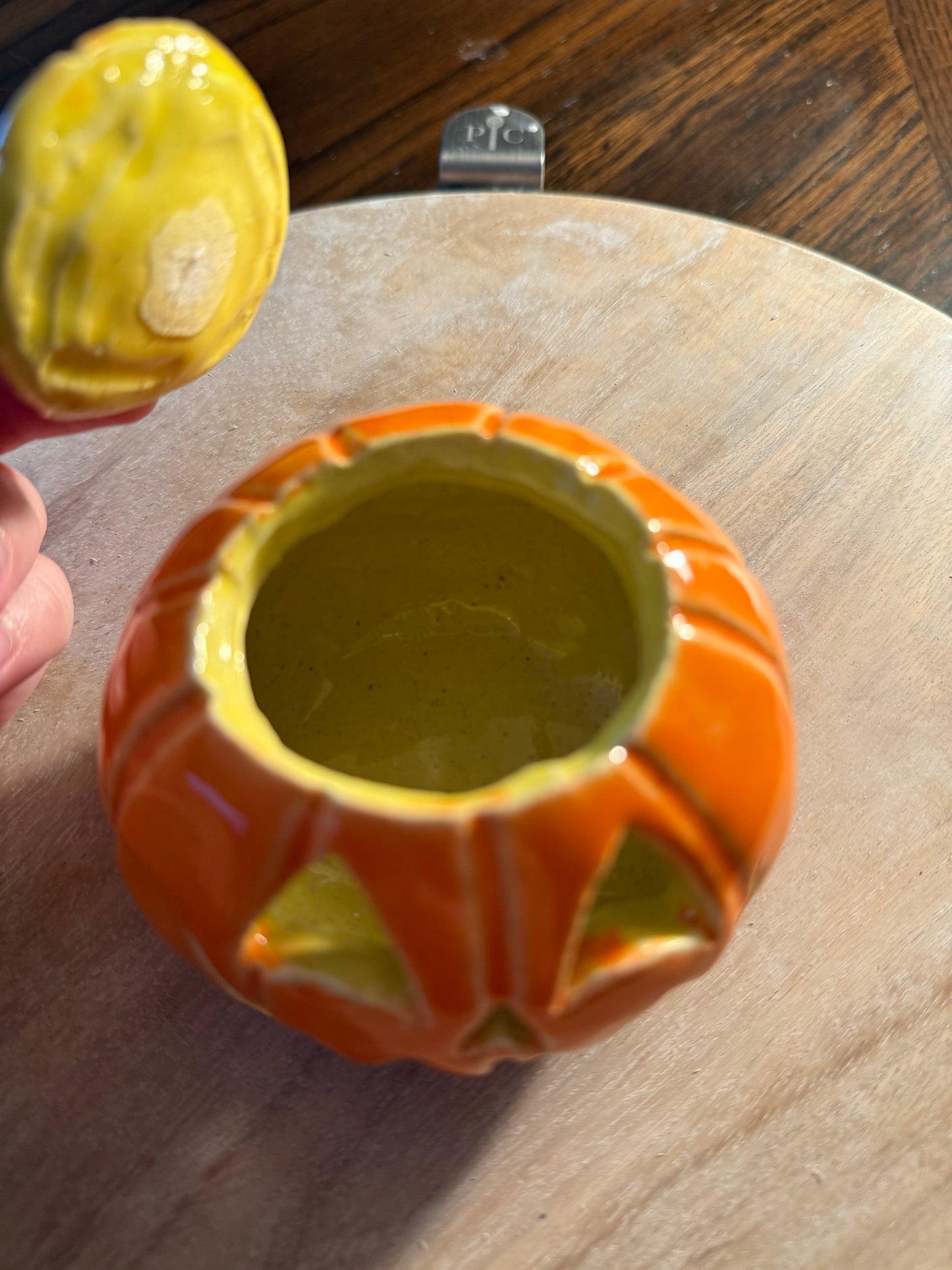 Ceramic Pumpkin Jack-o-lantern Tea Light Holder