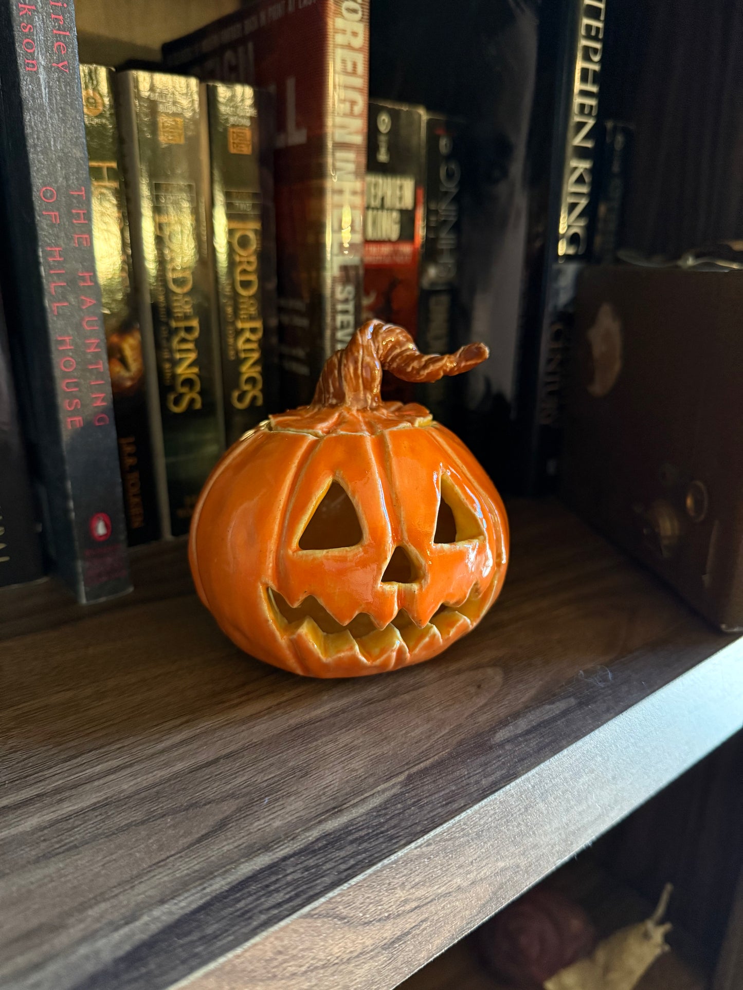 Ceramic Jack-o-Lantern Small Candle Holder