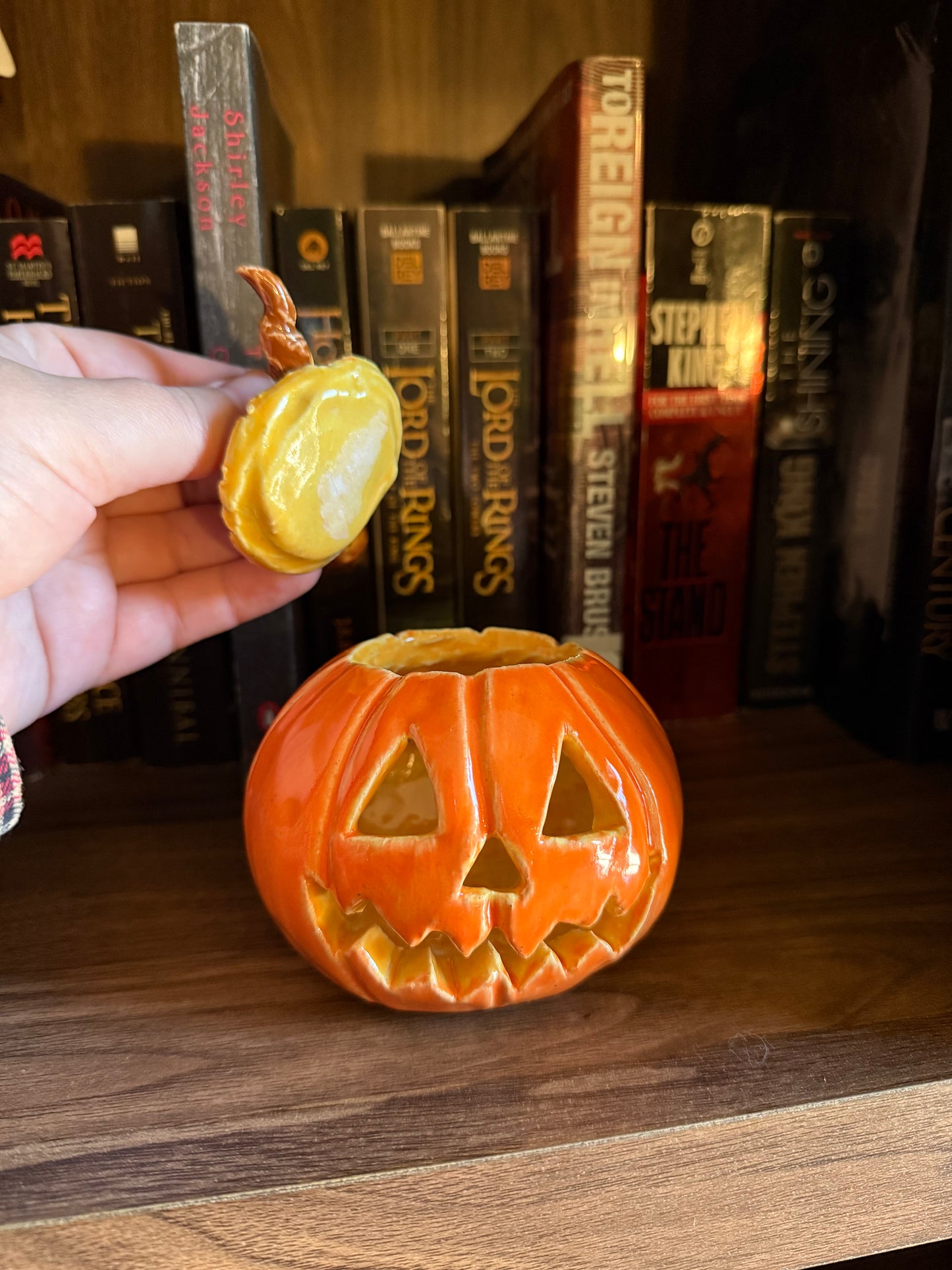 Ceramic Jack-o-Lantern Small Candle Holder