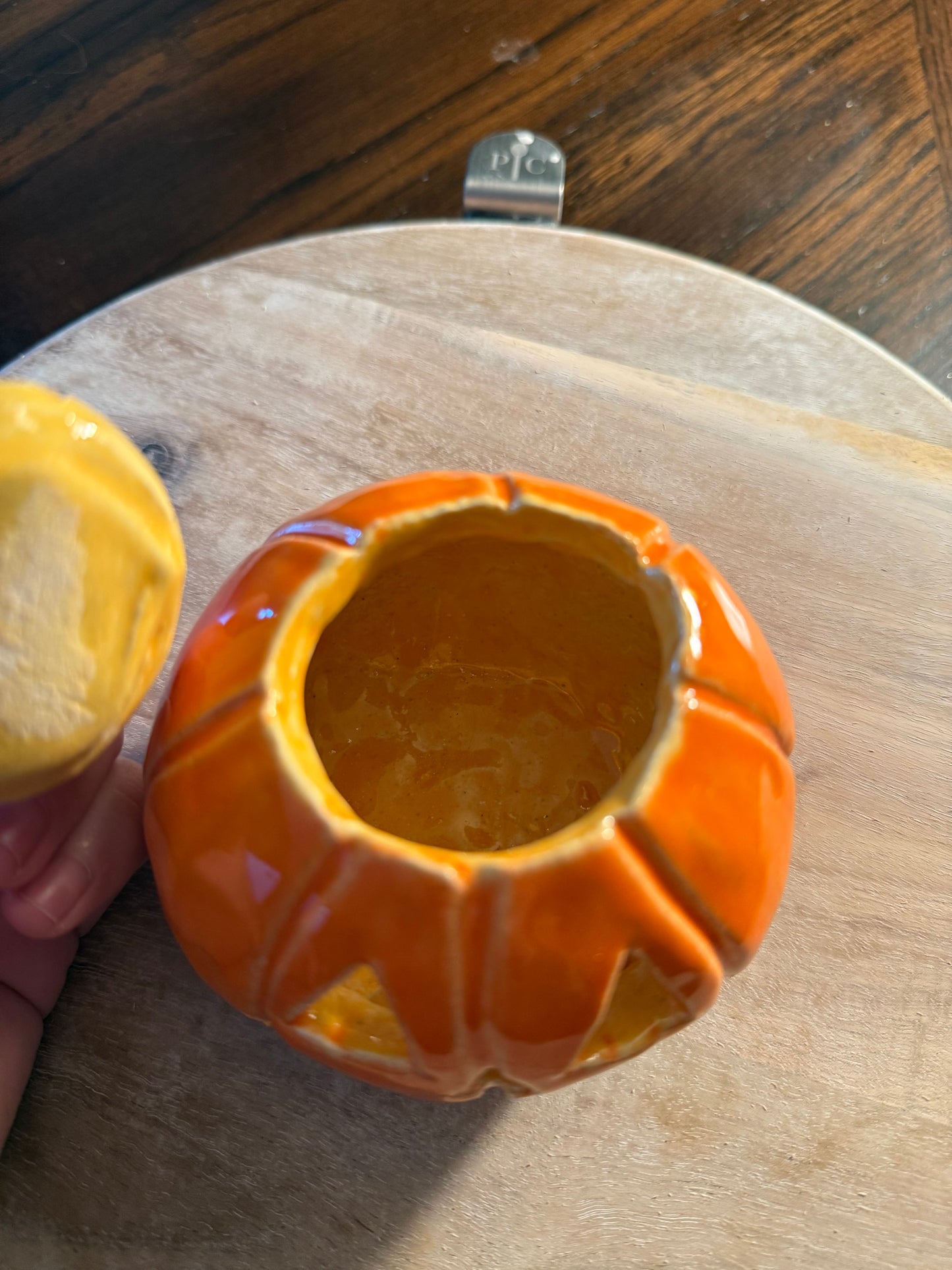 Ceramic Jack-o-Lantern Small Candle Holder