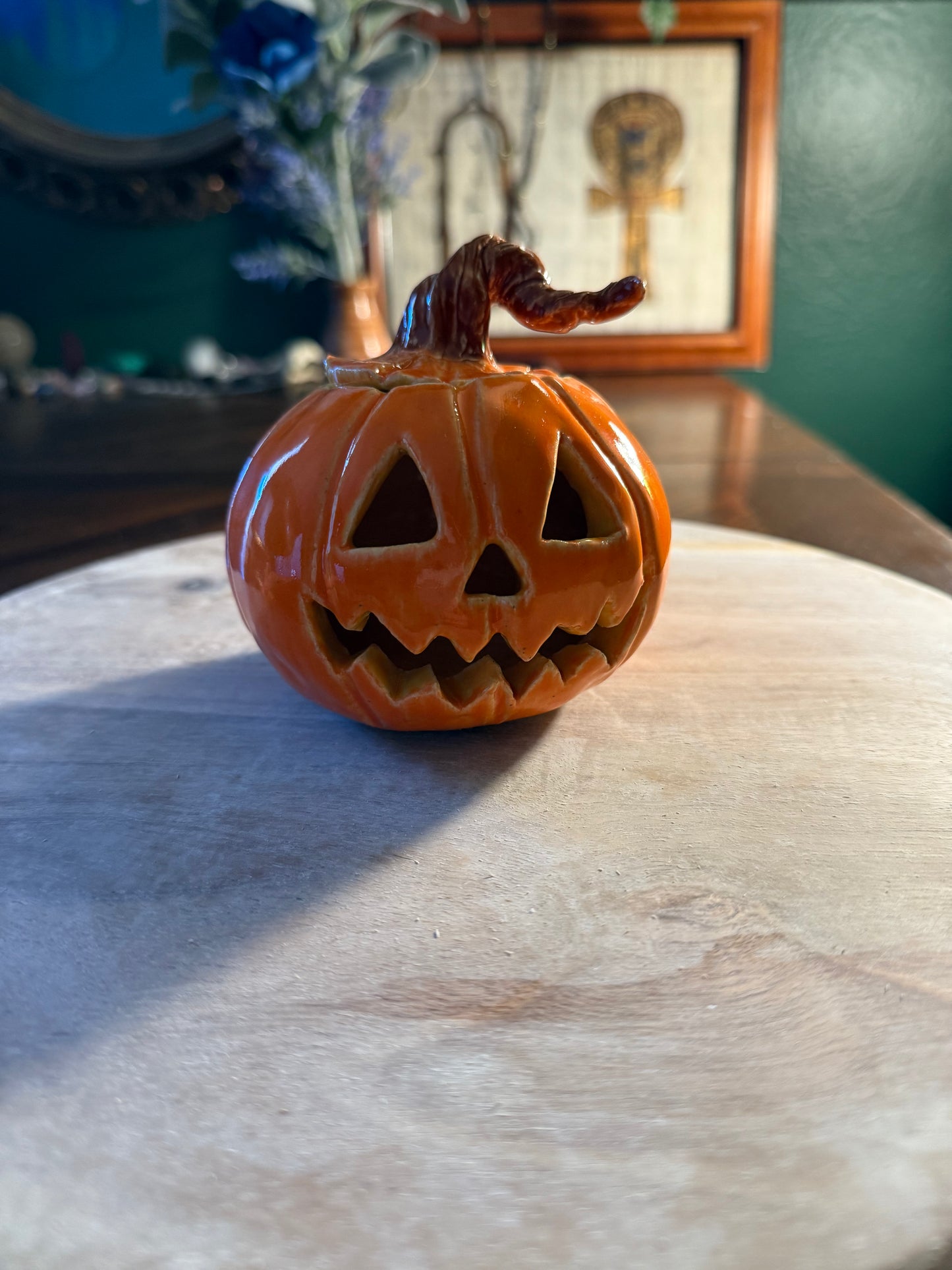 Ceramic Jack-o-Lantern Small Candle Holder