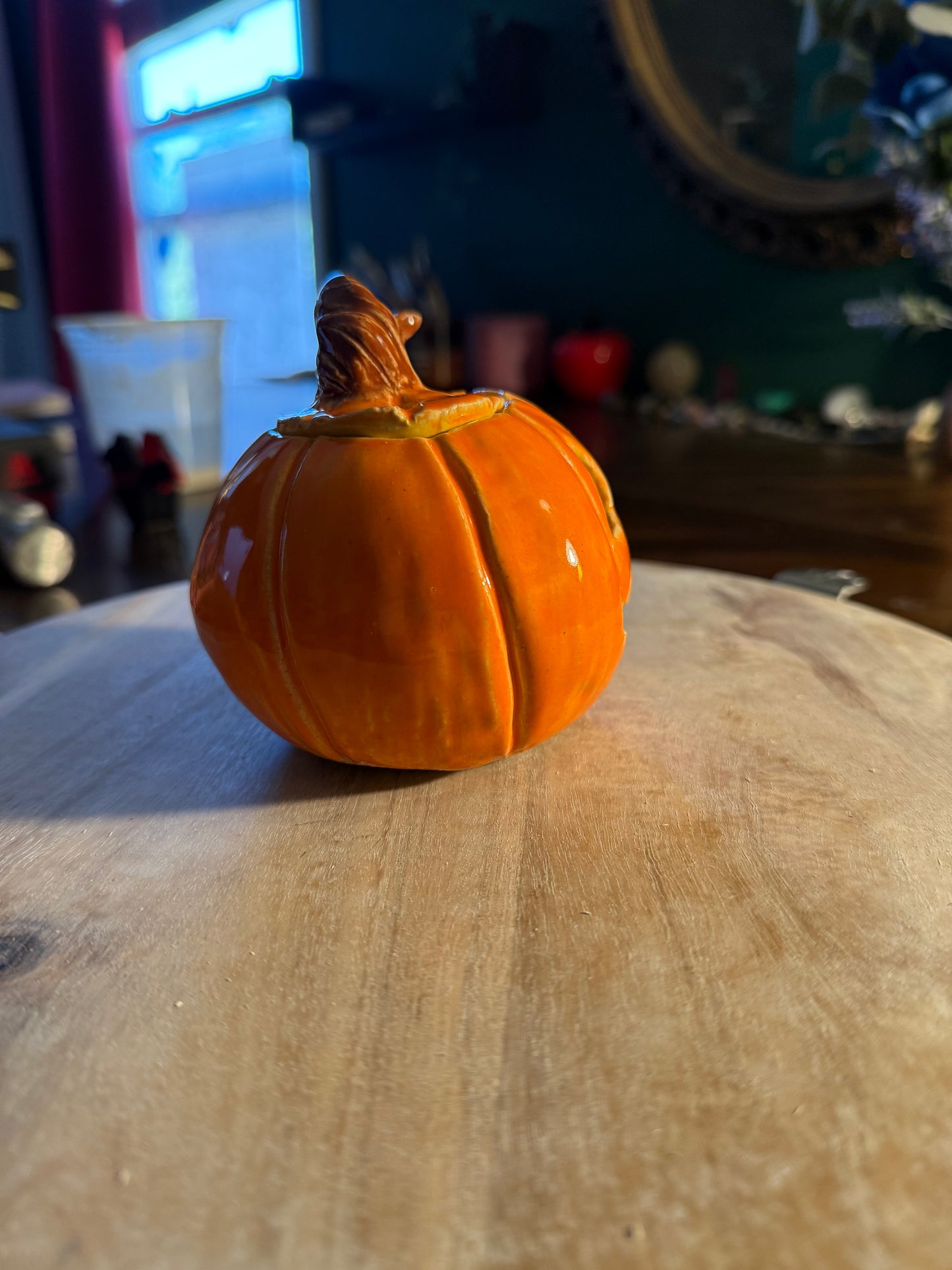 Ceramic Jack-o-Lantern Small Candle Holder