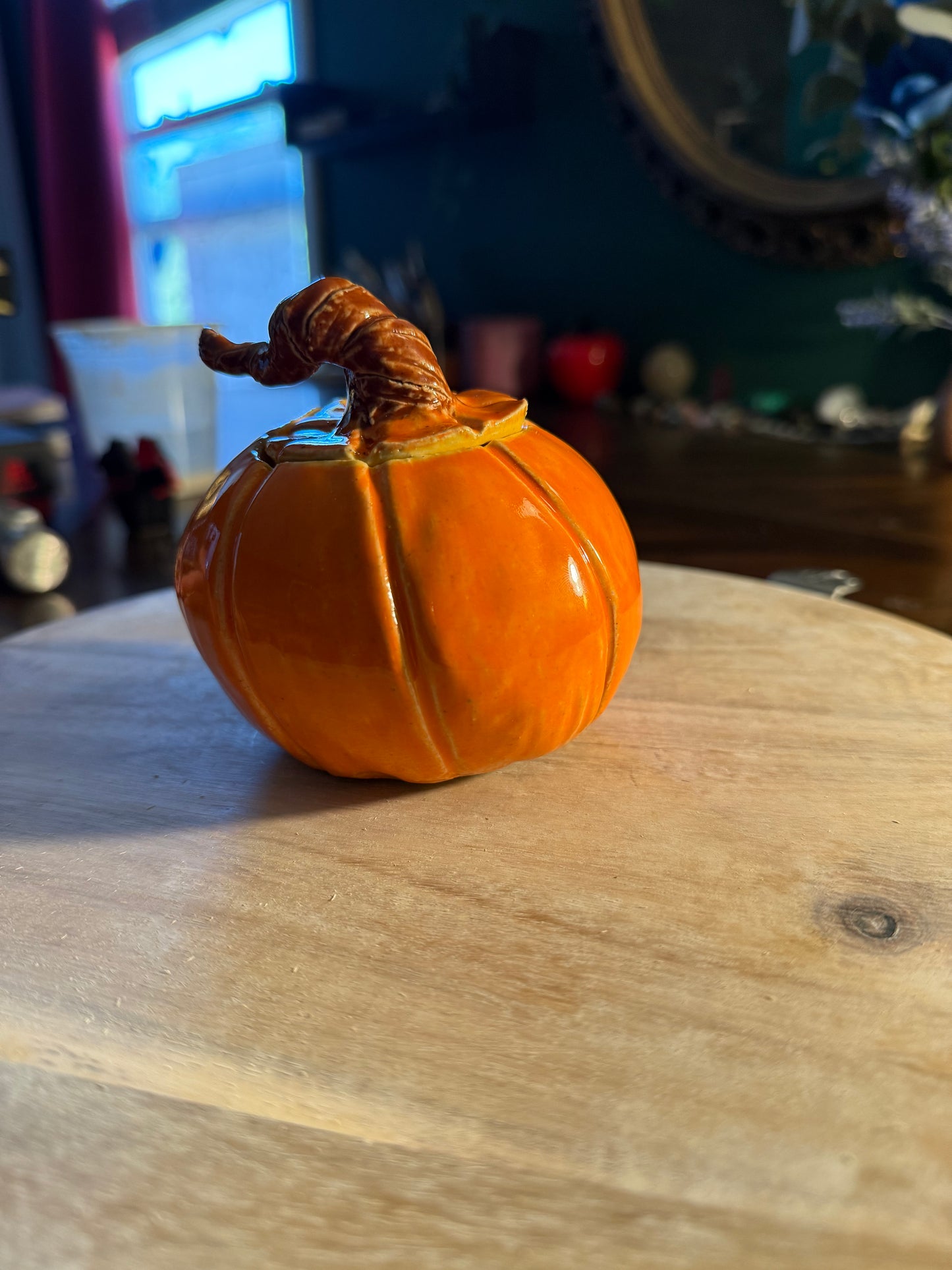 Ceramic Jack-o-Lantern Small Candle Holder