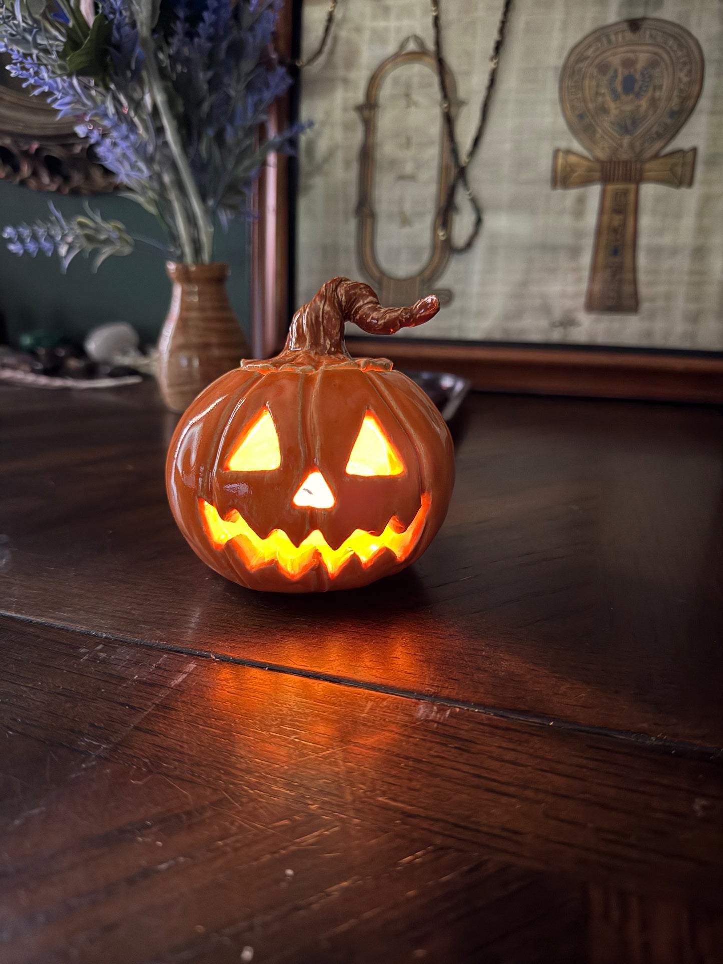 Ceramic Jack-o-Lantern Small Candle Holder