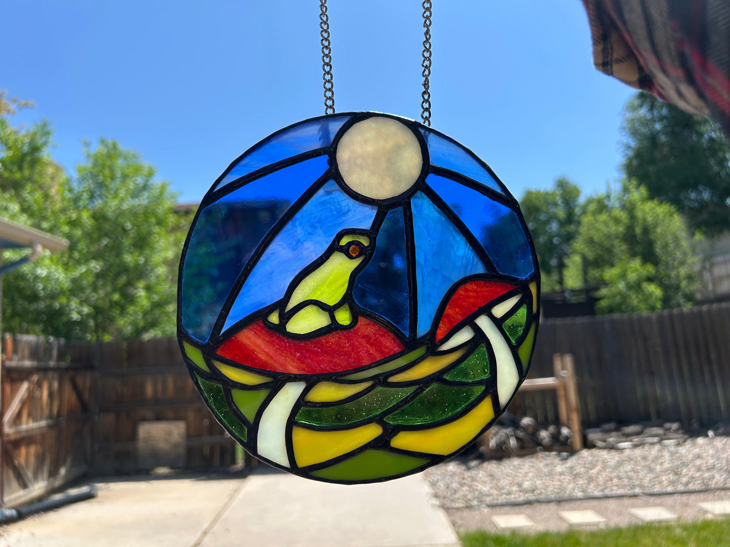 Toadstool and Frog Stained Glass Sun Catcher