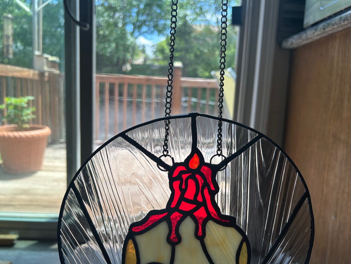 Skull and Candle Stained Glass Sun Catcher