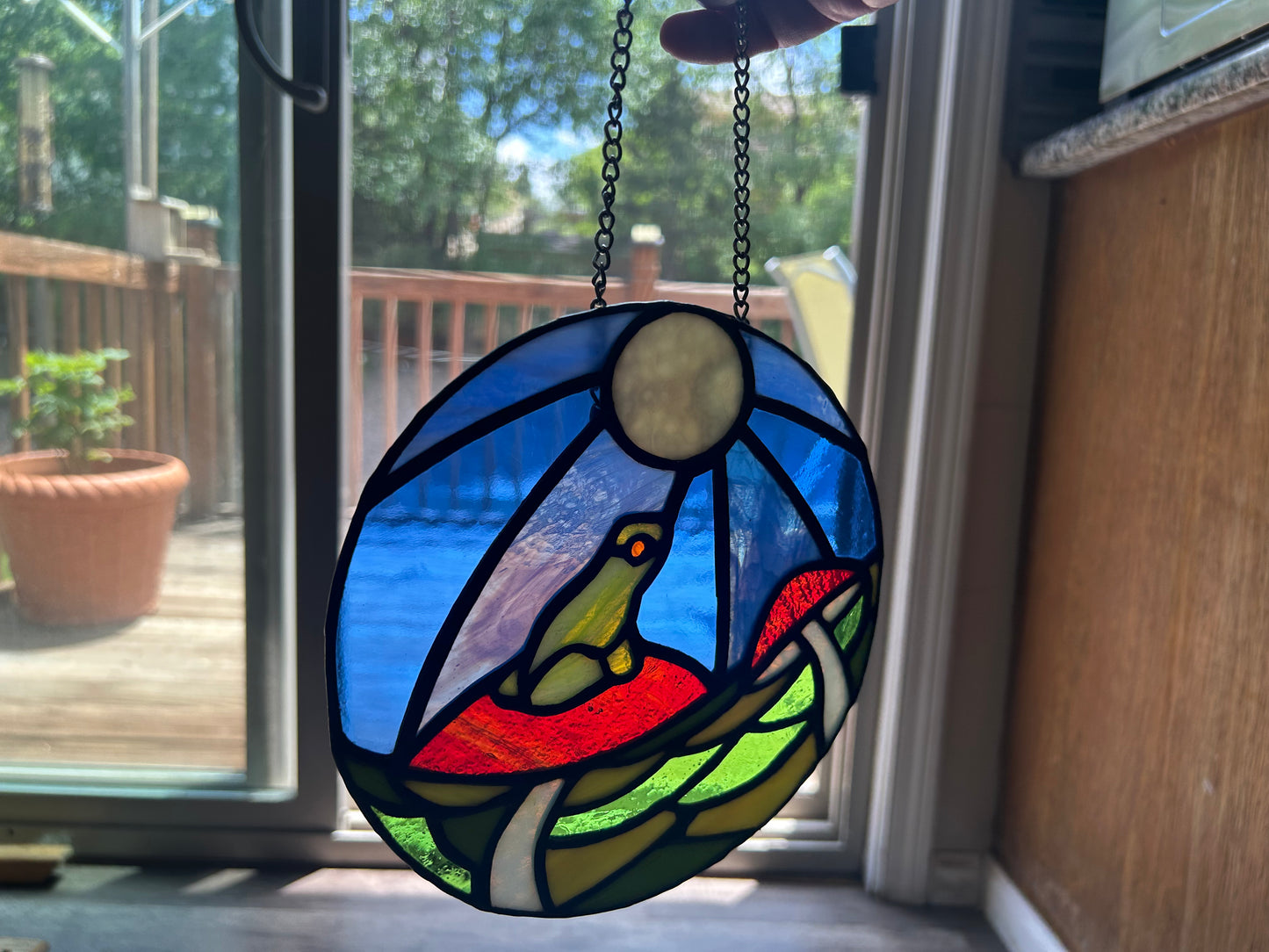 Toadstool and Frog Stained Glass Sun Catcher