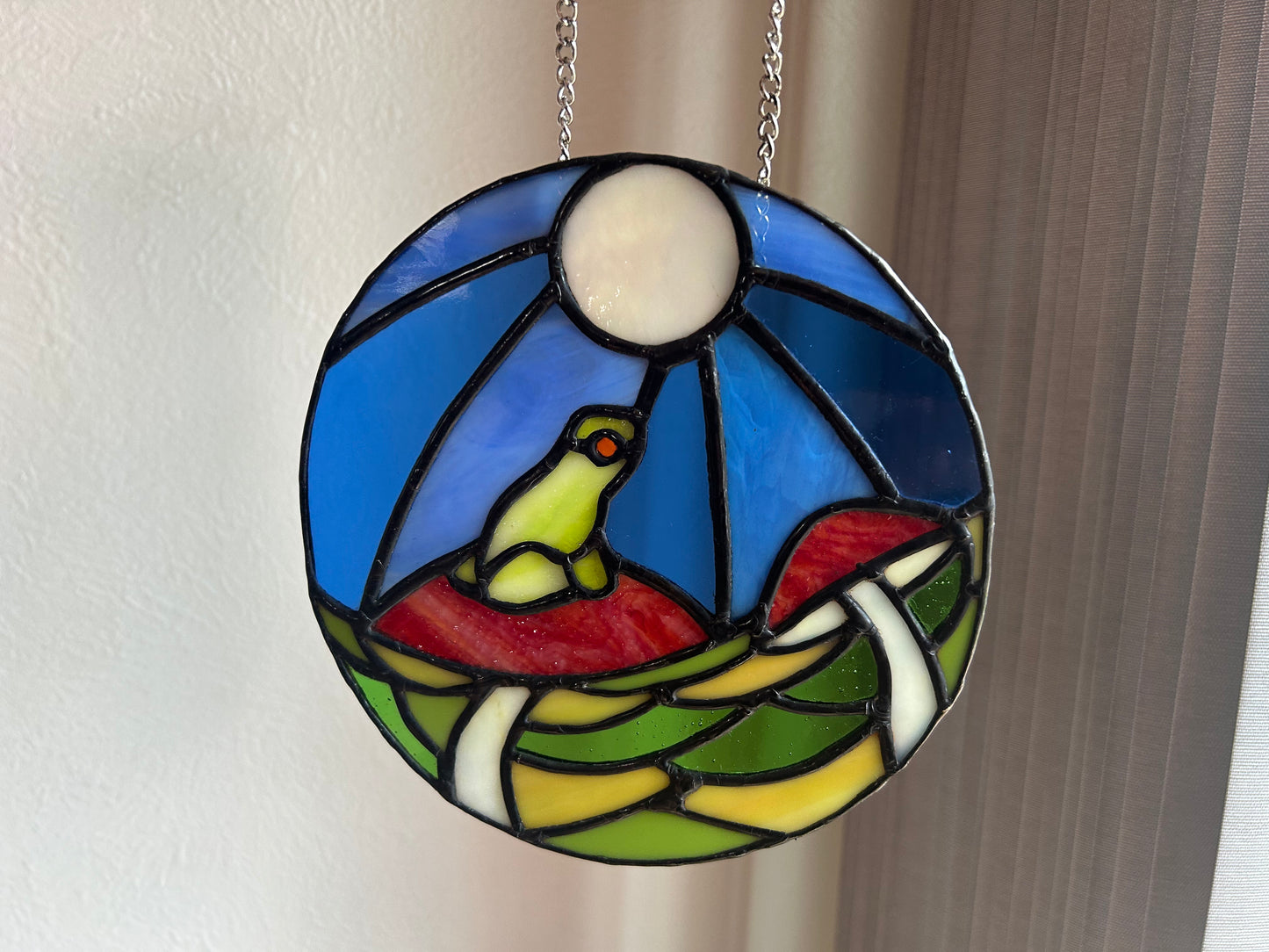 Toadstool and Frog Stained Glass Sun Catcher