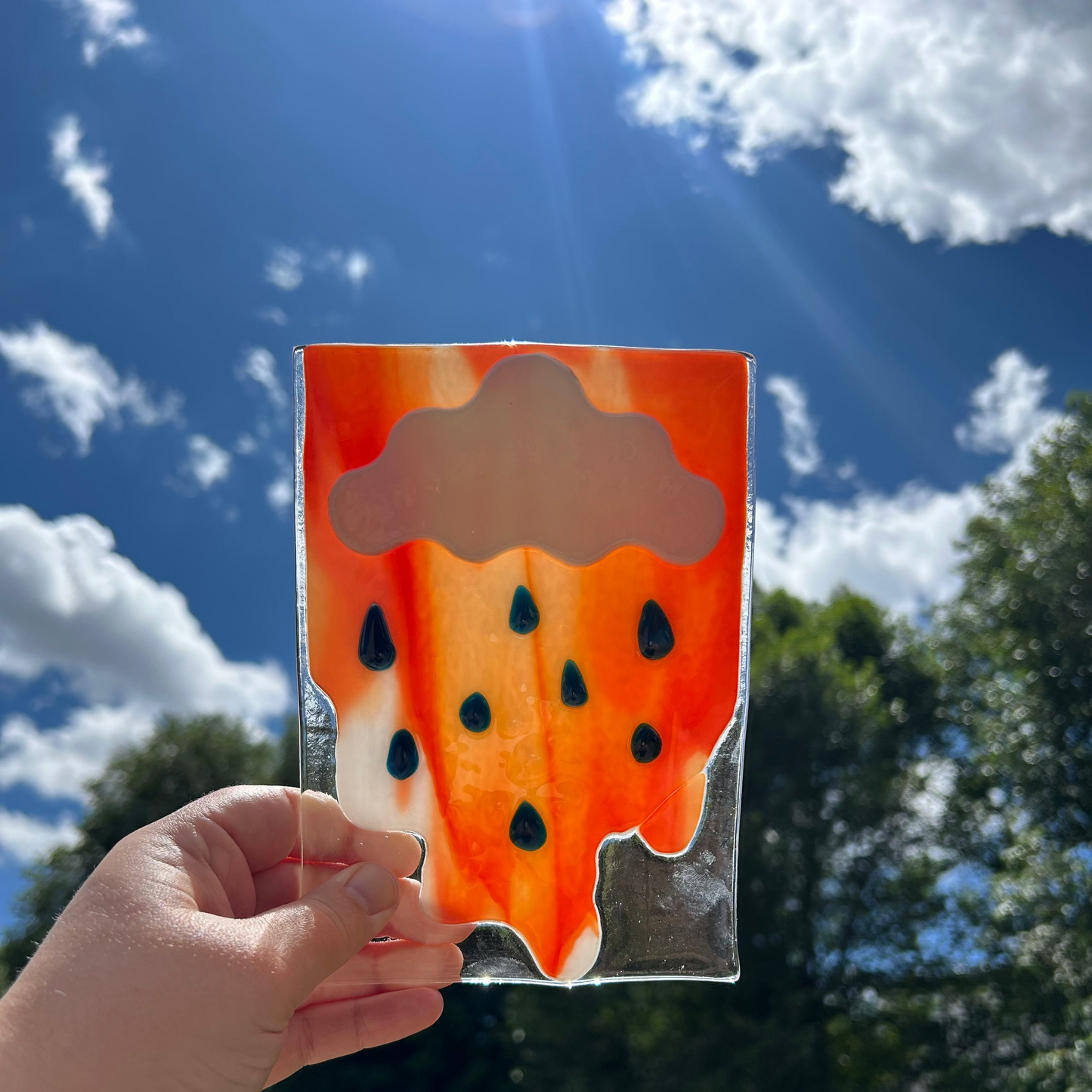 Fused Glass Portrait "Devil's Rain 1"