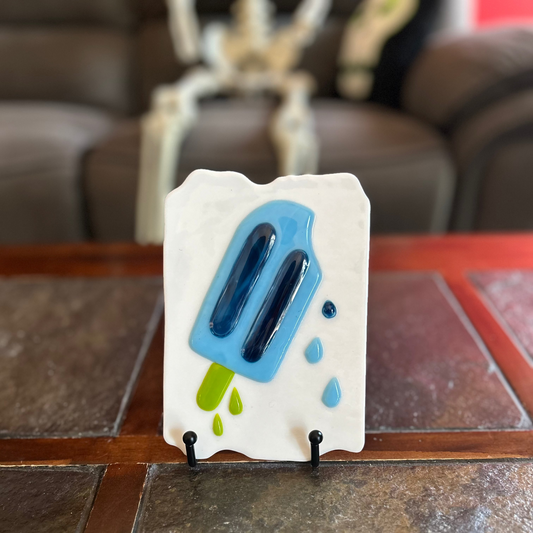 Melting Popsicle Fused Glass Portrait