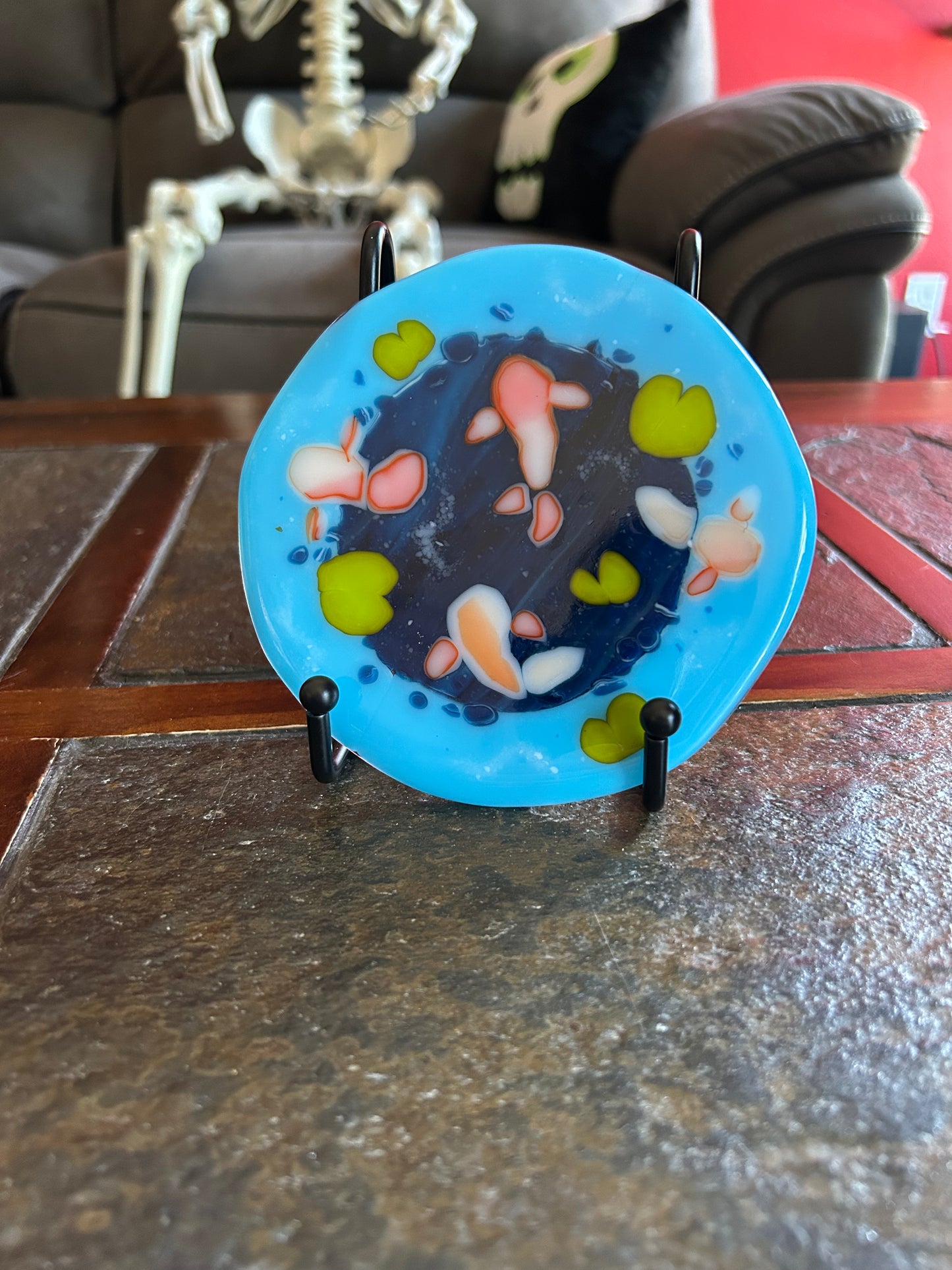 Fused Glass Koi Fish Pond Portrait