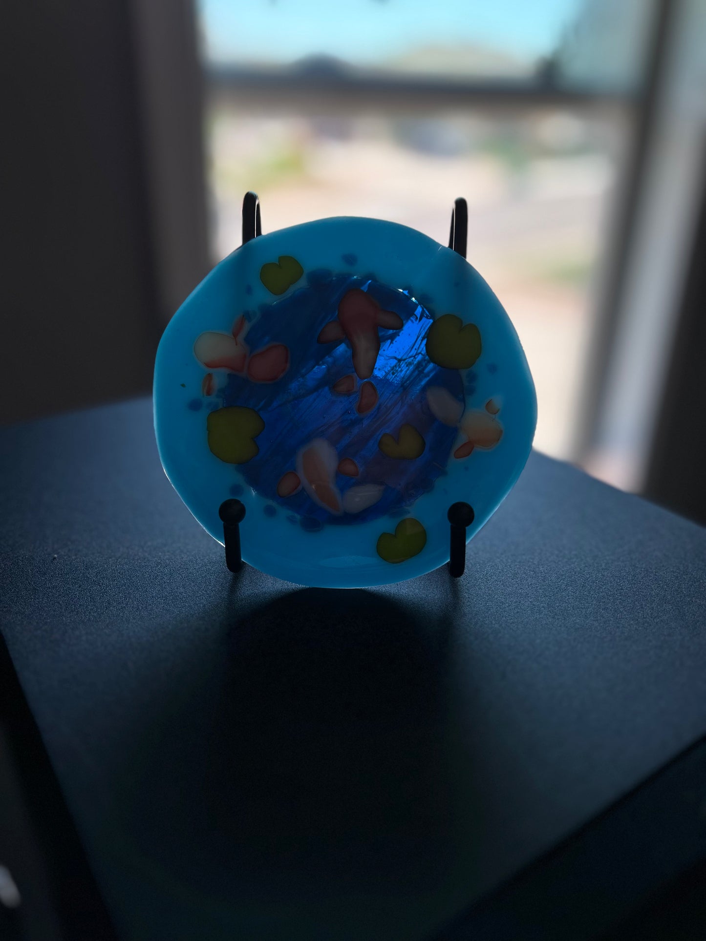 Fused Glass Koi Fish Pond Portrait