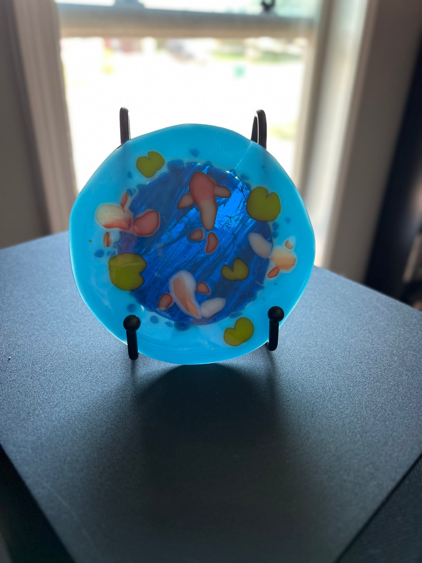 Fused Glass Koi Fish Pond Portrait