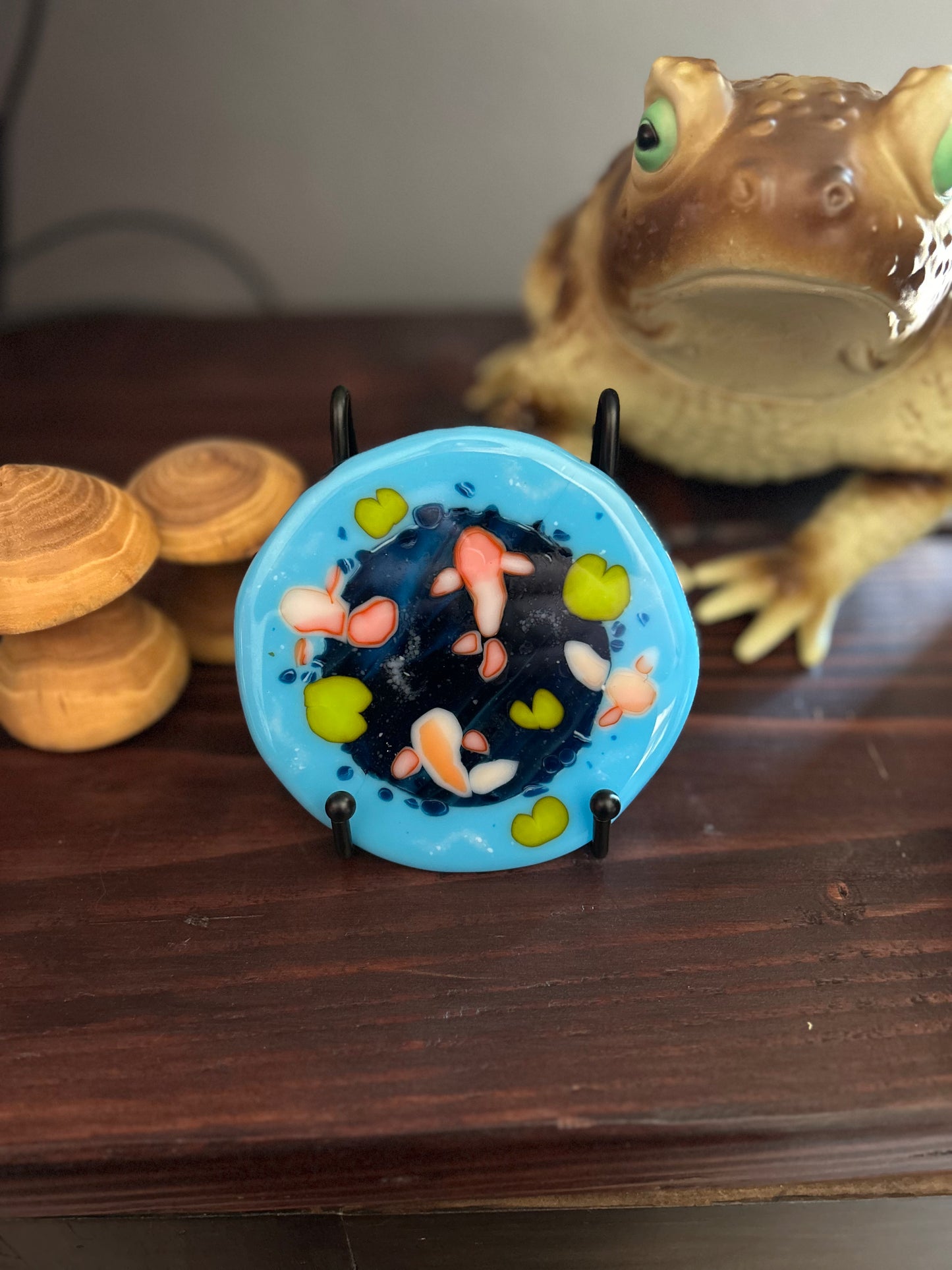 Fused Glass Koi Fish Pond Portrait