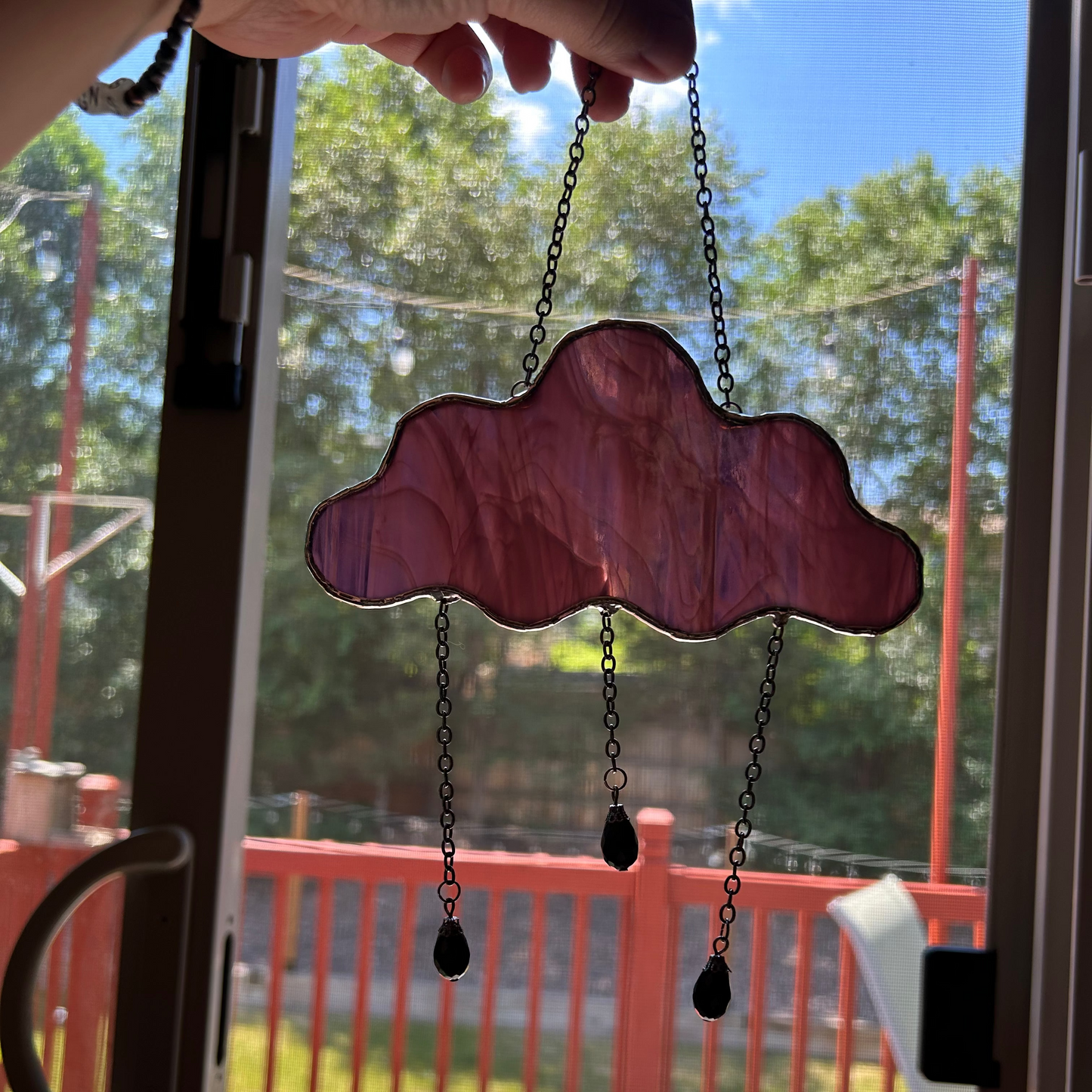 Stained Glass Rain Cloud Dark Purple