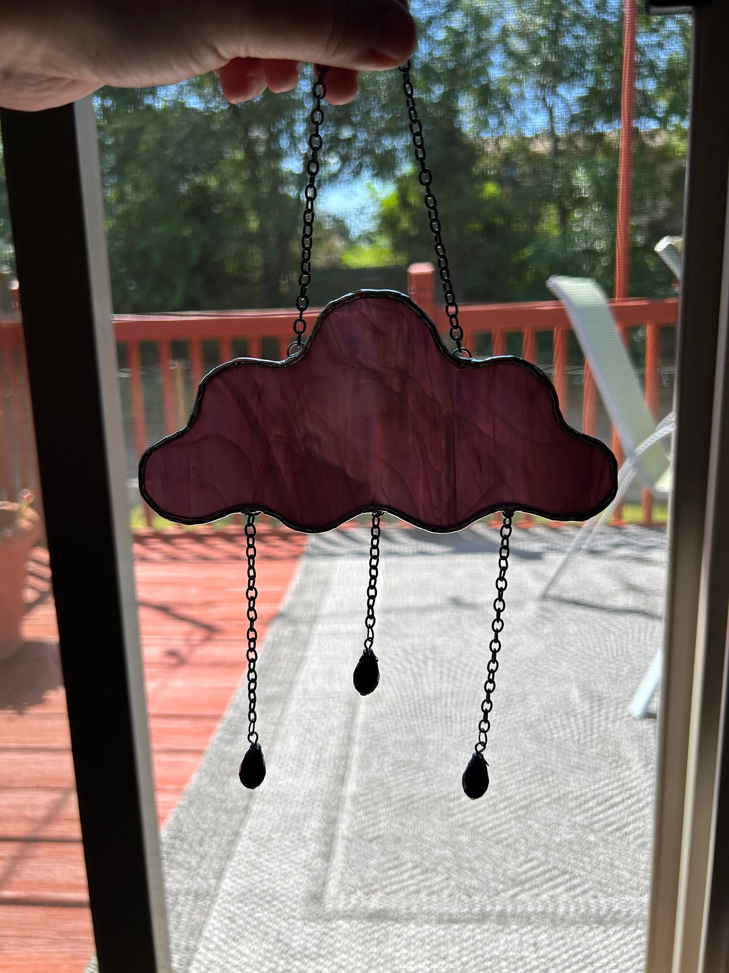 Stained Glass Rain Cloud Dark Purple