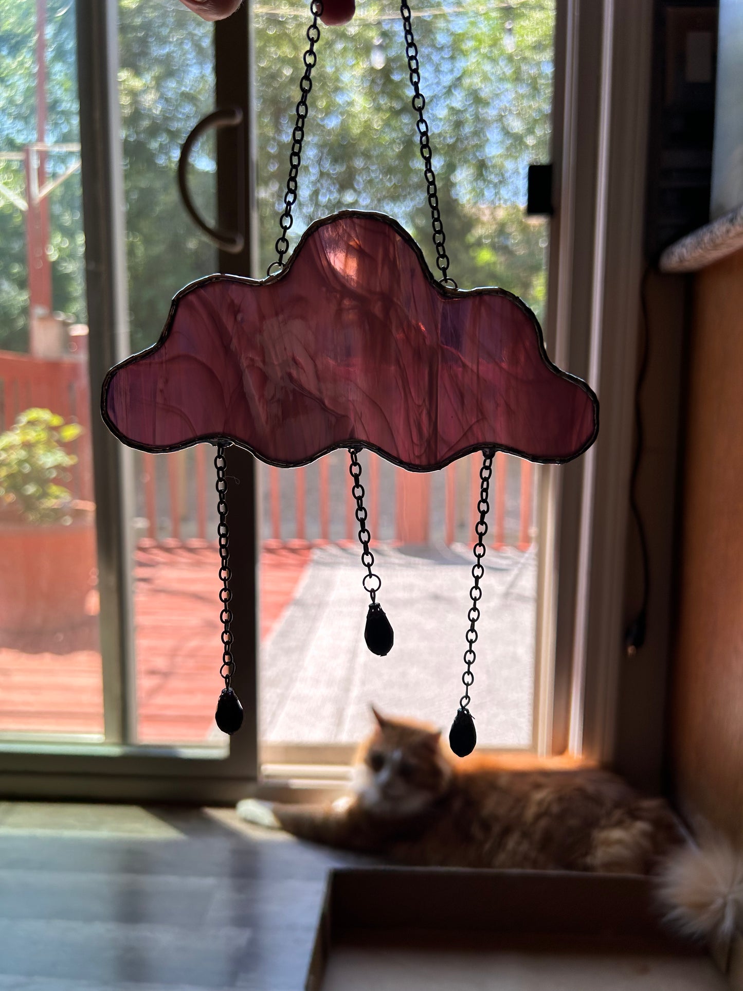 Stained Glass Rain Cloud Dark Purple