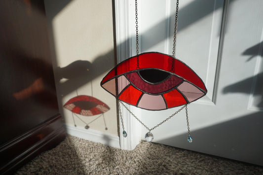 All Seeing Eye Red Stained Glass Sun Catcher
