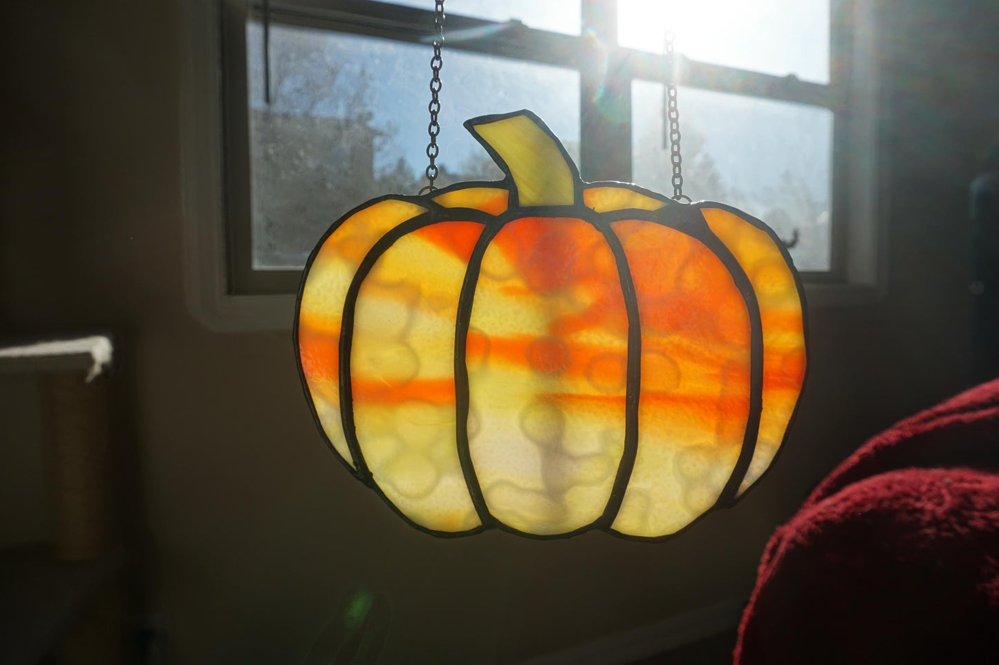 Stained Glass Autumn Pumpkin Sun Catcher
