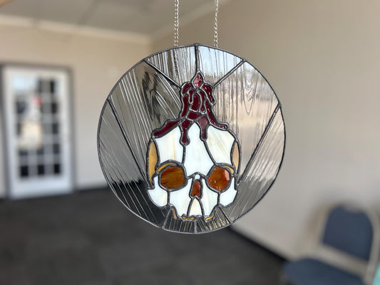Skull and Candle Stained Glass Sun Catcher